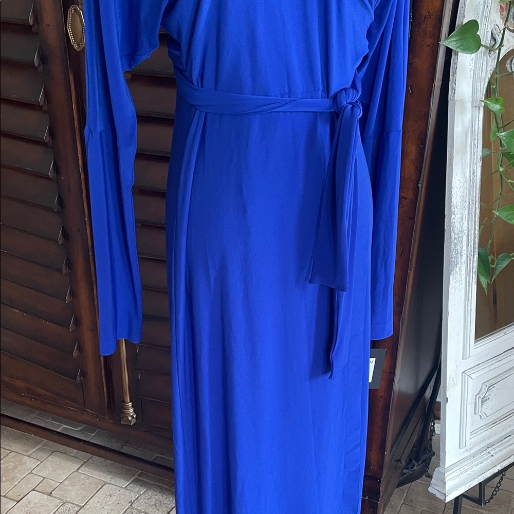 NWT Norma Kamali Dolman Wrap Colbalt Blue Maxi Dress Gown Medium 38 - Picture 5 of 13